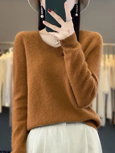 Elysa | Soft Fuzzy V-Neck Sweater