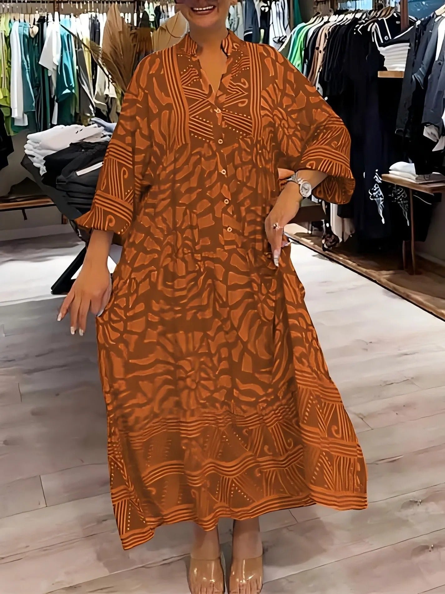 Viola | Flowy Printed V-Neck Dress