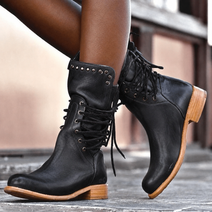 Dellia | Retro Lace-Up Boots