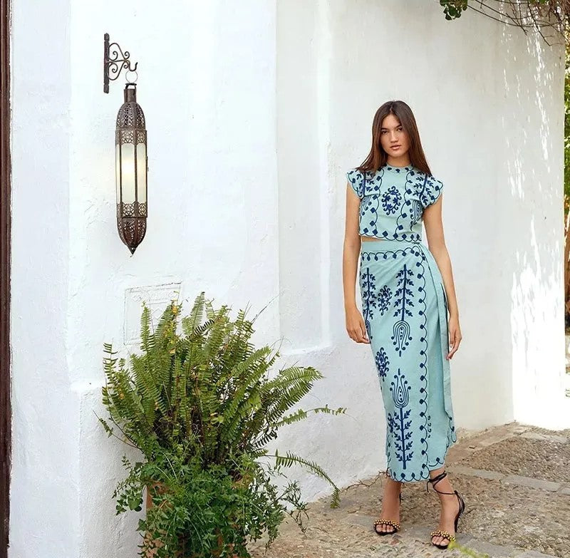 Cynthia | Stylish Printed Top and Skirt Set