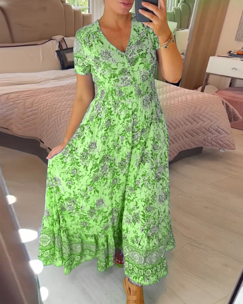 Colette | Flowy Floral V-Neck Dress