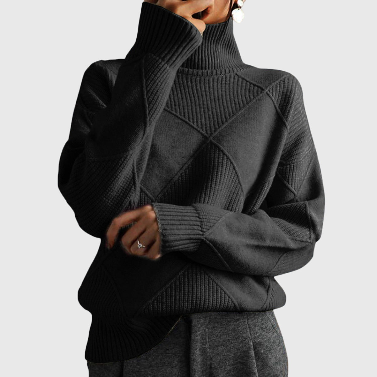 Verona | Geometric Turtleneck Sweater