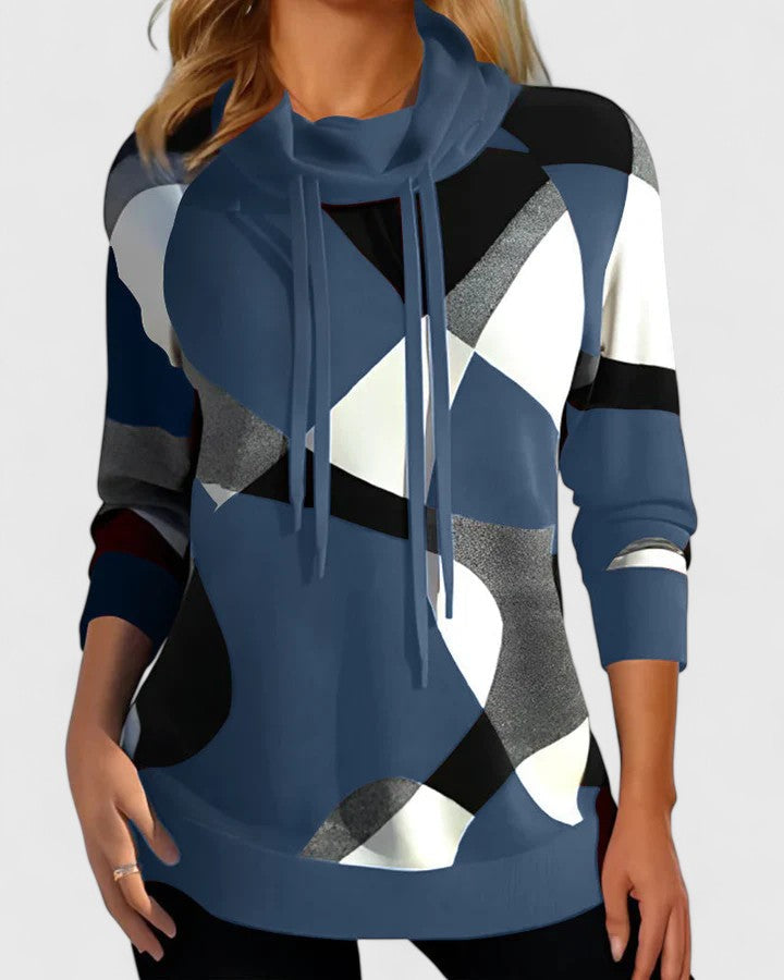 Maxine | Geometric Block Cowl Sweater
