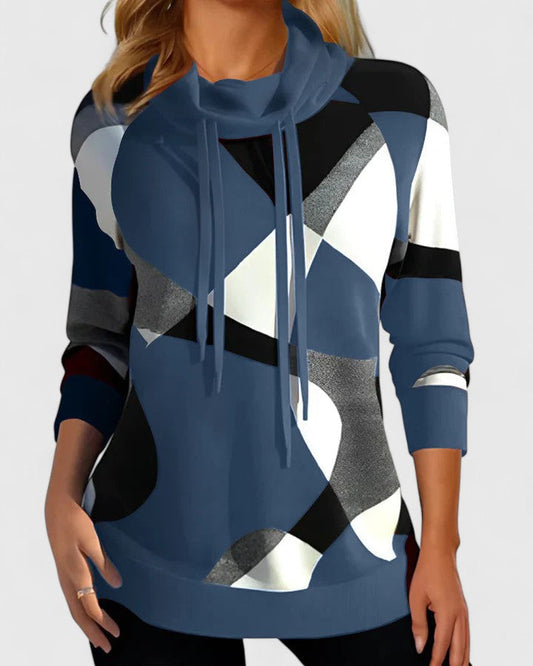 Maxine | Geometric Block Cowl Sweater