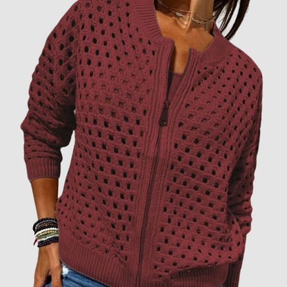 Kaille | Textured Zip-Up Cardigan