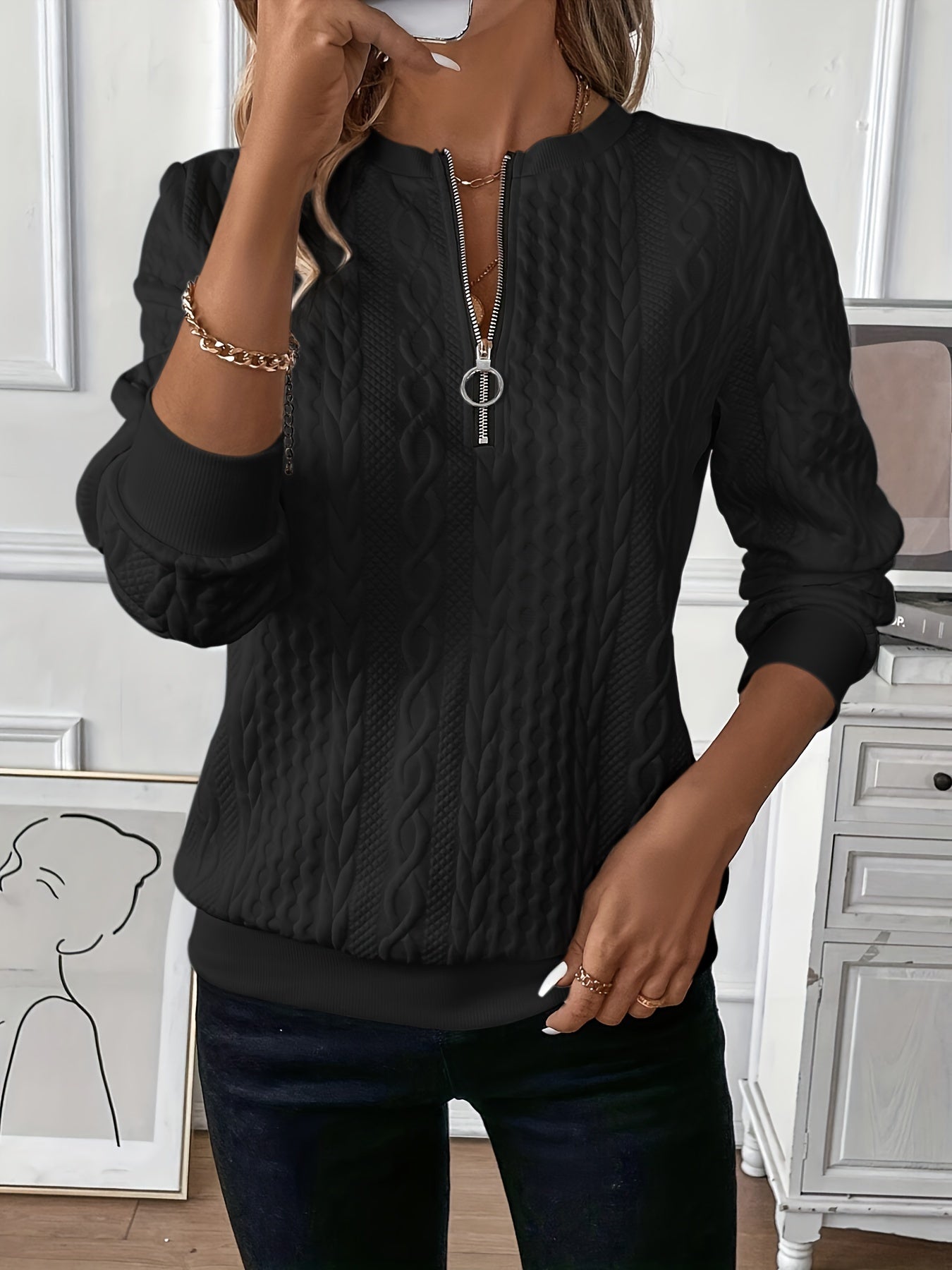 Merry | Sleek Quarter Zip Sweater
