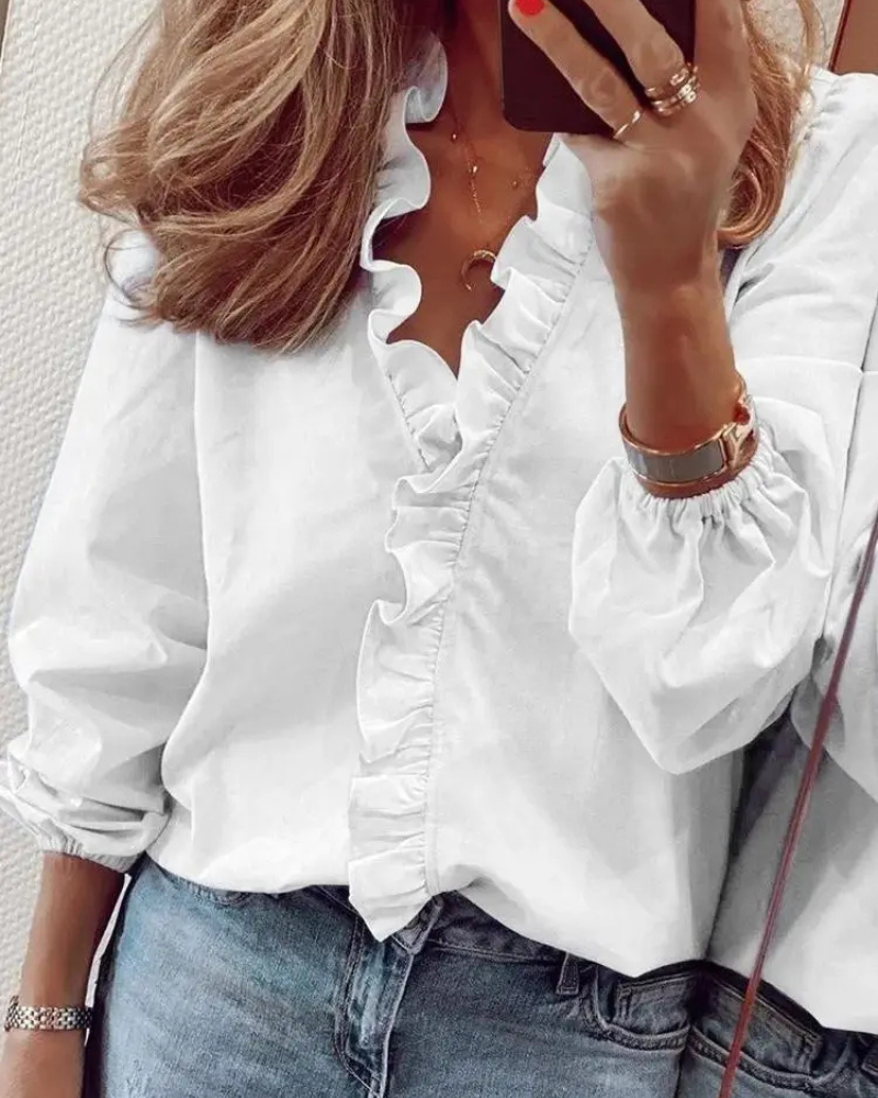 Freya | Long Sleeve Ruffled Blouse