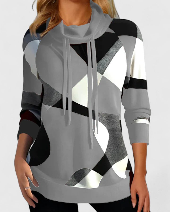 Maxine | Geometric Block Cowl Sweater