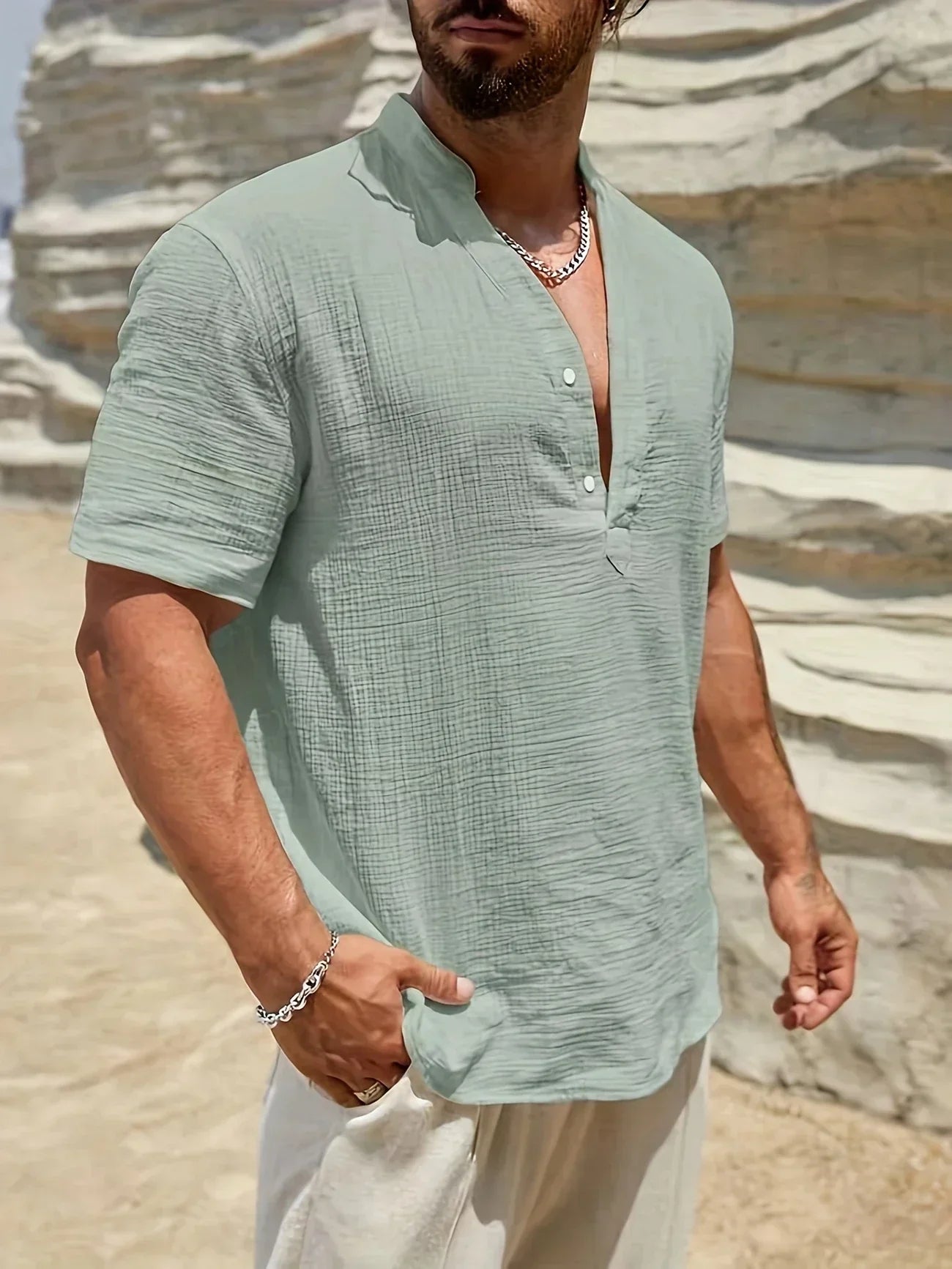 Scott | Cozy Stand-Collar Summer Shirt