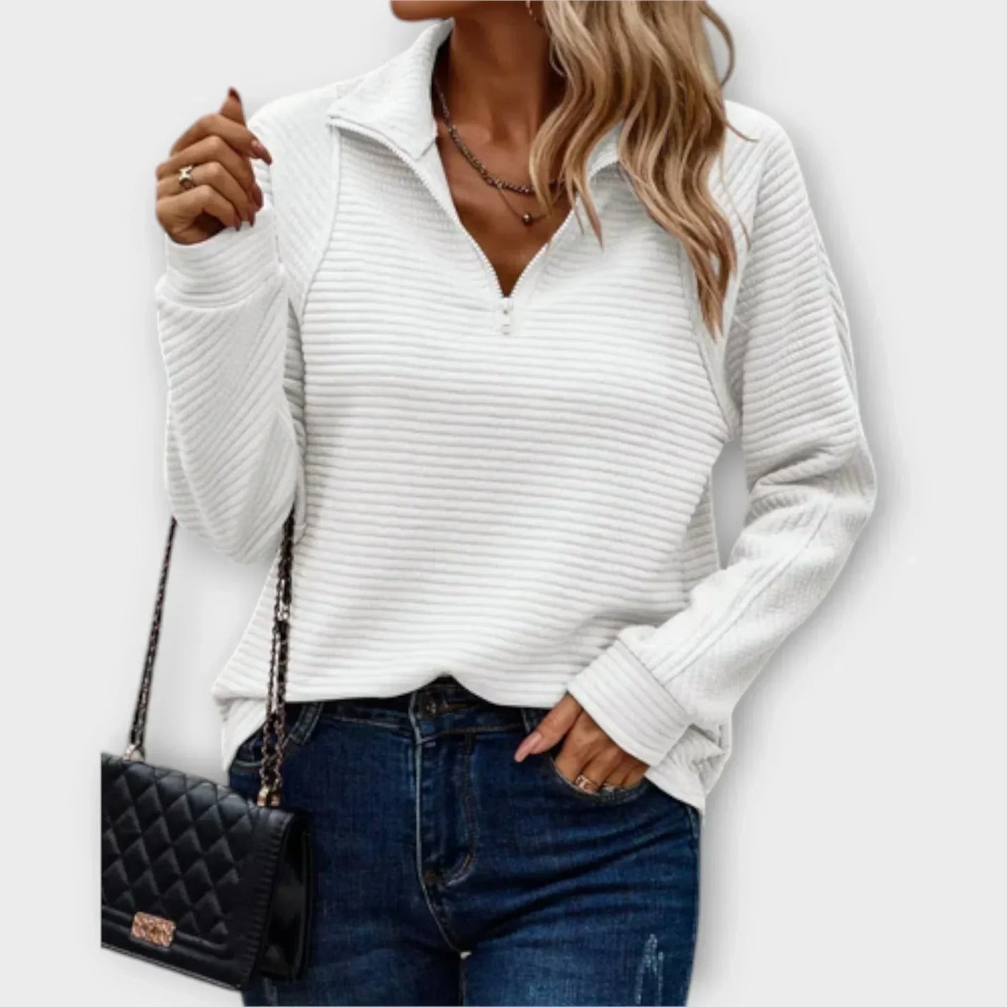 Ophelia | Sleek Stand Collar Half-Zip Pullover
