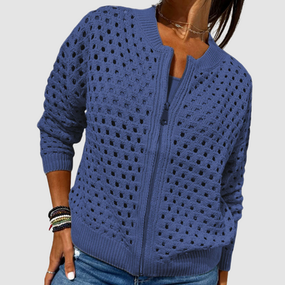 Kaille | Textured Zip-Up Cardigan