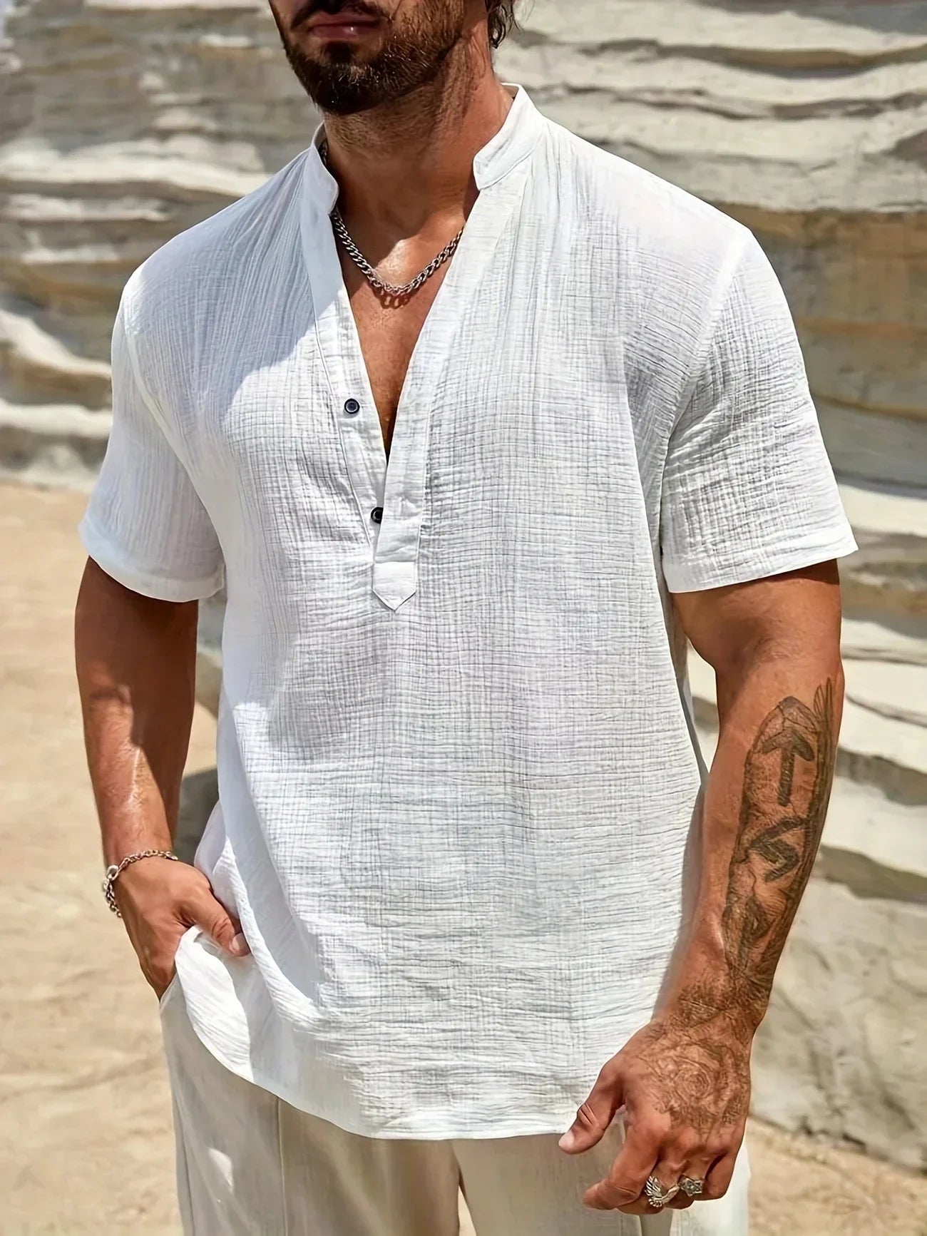 Scott | Cozy Stand-Collar Summer Shirt
