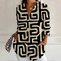 Vintage Blouse with Geometric Print