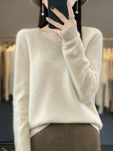 Elysa | Soft Fuzzy V-Neck Sweater