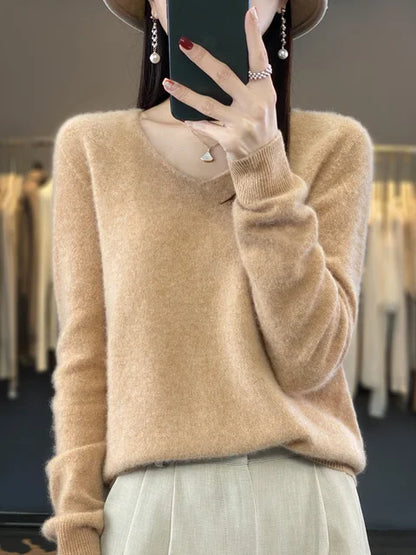 Elysa | Soft Fuzzy V-Neck Sweater