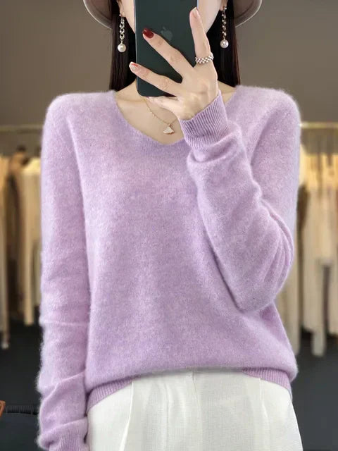 Elysa | Soft Fuzzy V-Neck Sweater