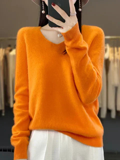 Elysa | Soft Fuzzy V-Neck Sweater