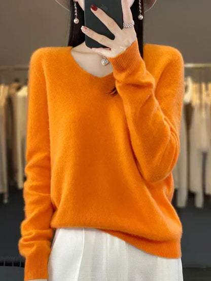 Elysa | Soft Fuzzy V-Neck Sweater