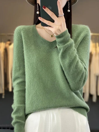 Elysa | Soft Fuzzy V-Neck Sweater