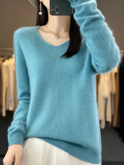 Elysa | Soft Fuzzy V-Neck Sweater