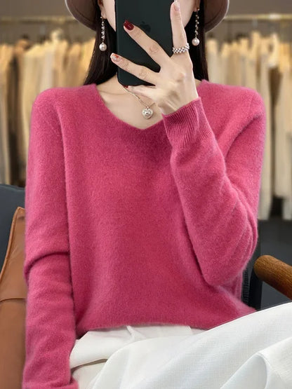 Elysa | Soft Fuzzy V-Neck Sweater