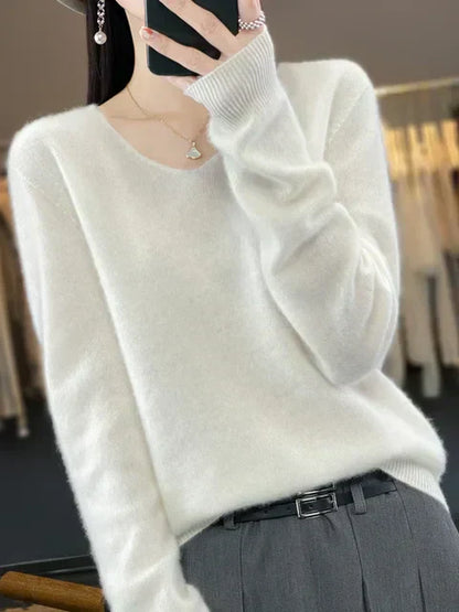 Elysa | Soft Fuzzy V-Neck Sweater