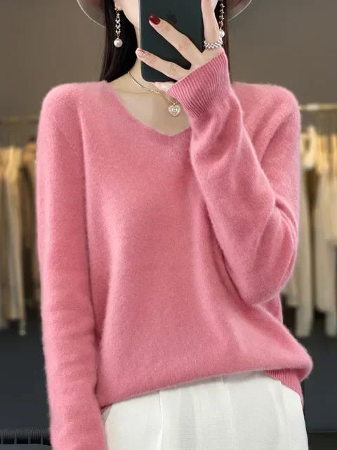 Elysa | Soft Fuzzy V-Neck Sweater