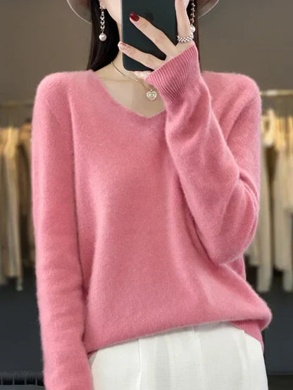 Elysa | Soft Fuzzy V-Neck Sweater