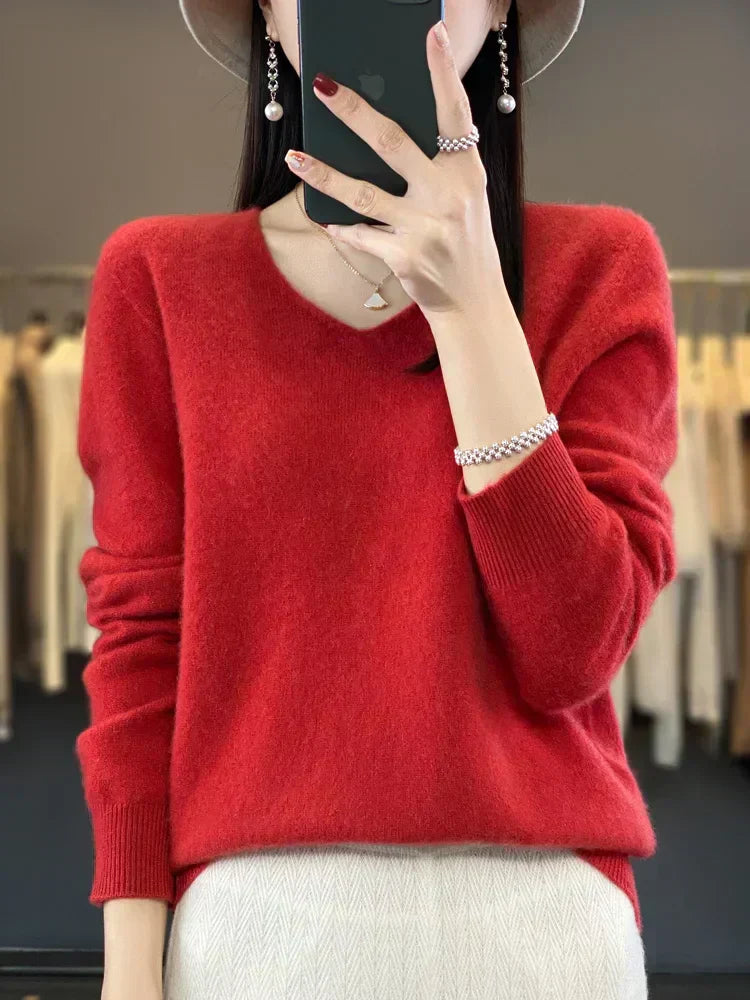 Elysa | Soft Fuzzy V-Neck Sweater