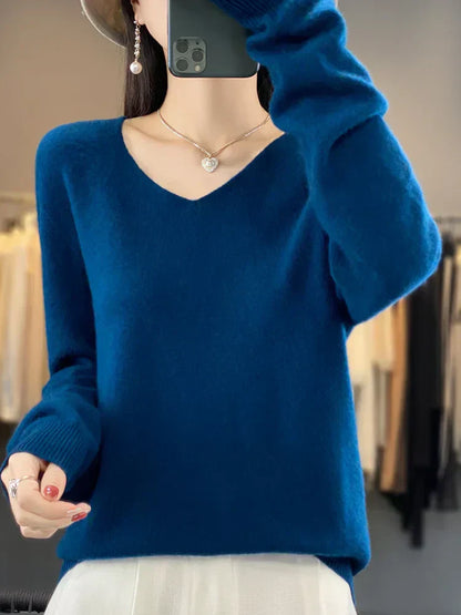 Elysa | Soft Fuzzy V-Neck Sweater