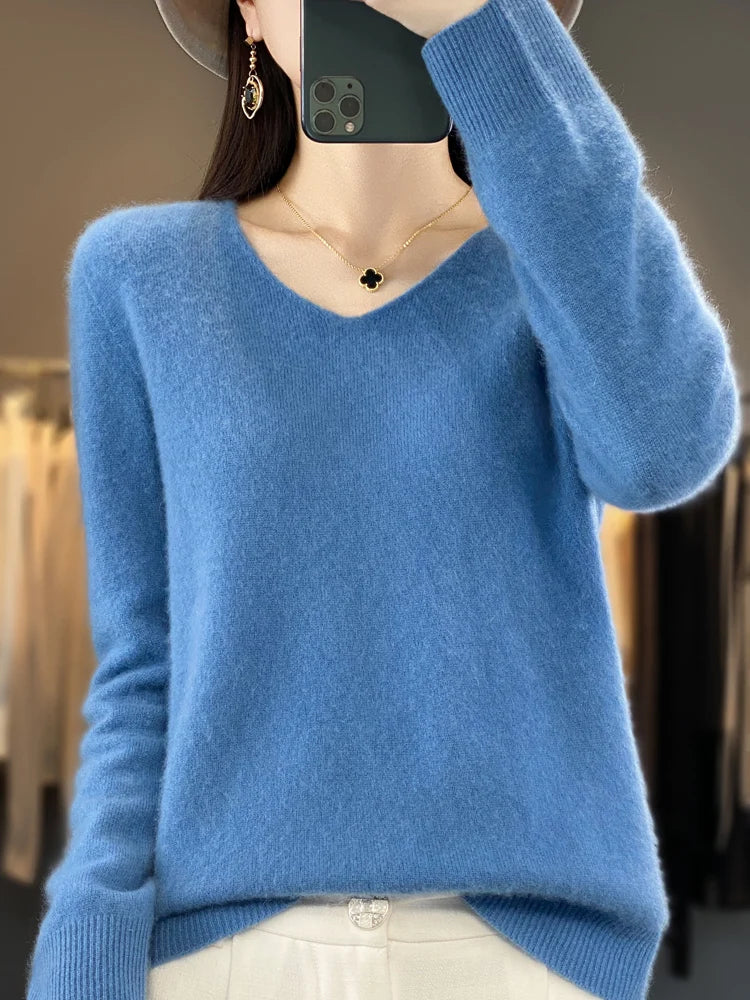 Elysa | Soft Fuzzy V-Neck Sweater
