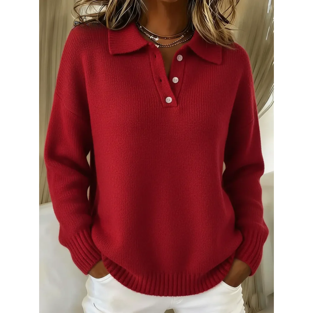 Hellenia | Comfort Knit Polo Sweater