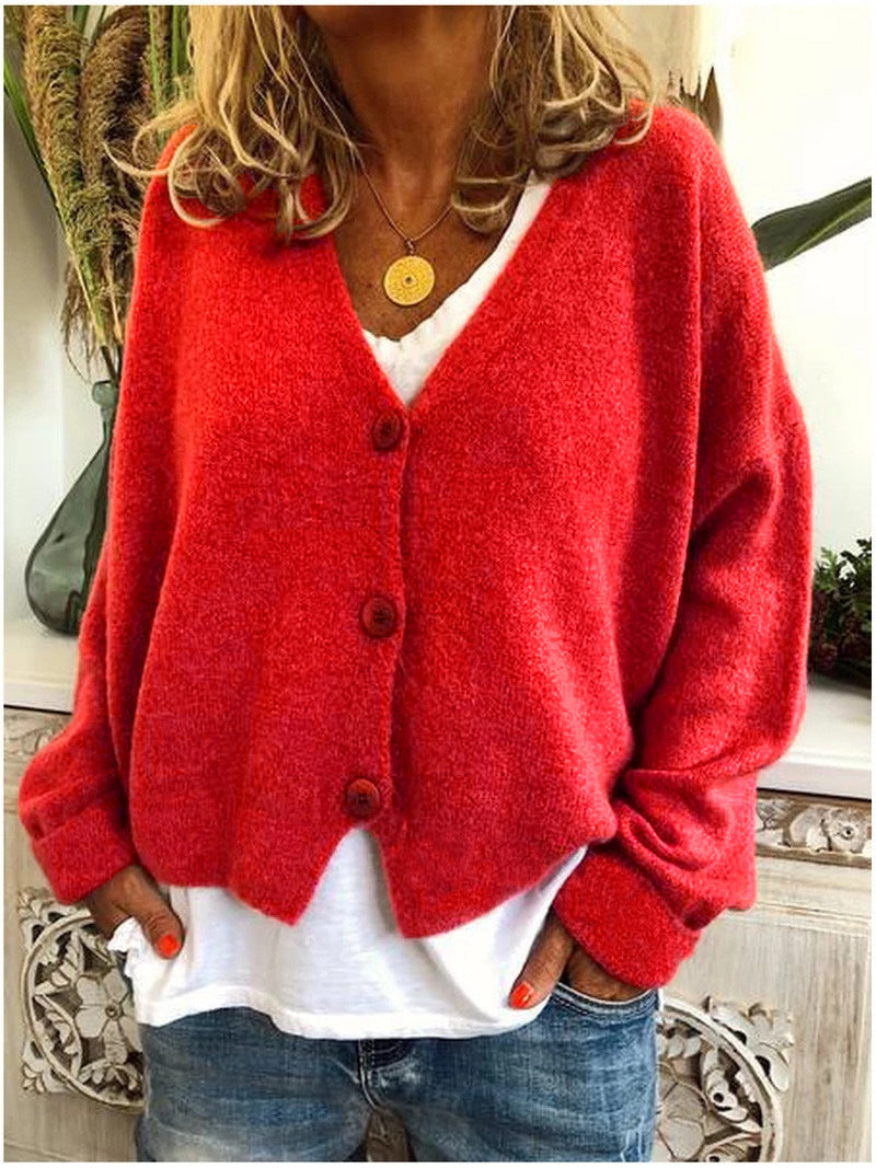 Eleni | Soft V-Neck Button-Up Cardigan
