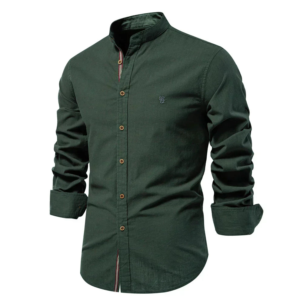 Rollan | Mandarin Collar Long Sleeve Shirt