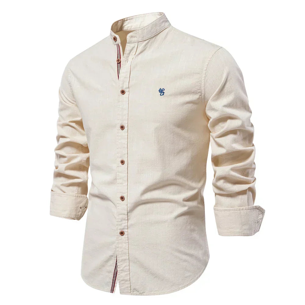 Rollan | Mandarin Collar Long Sleeve Shirt