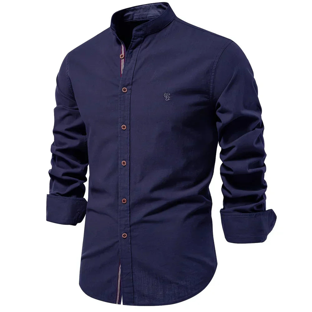 Rollan | Mandarin Collar Long Sleeve Shirt