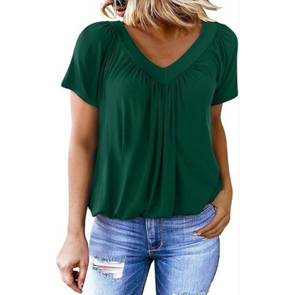 Zuri | Pleated V-Neck Top