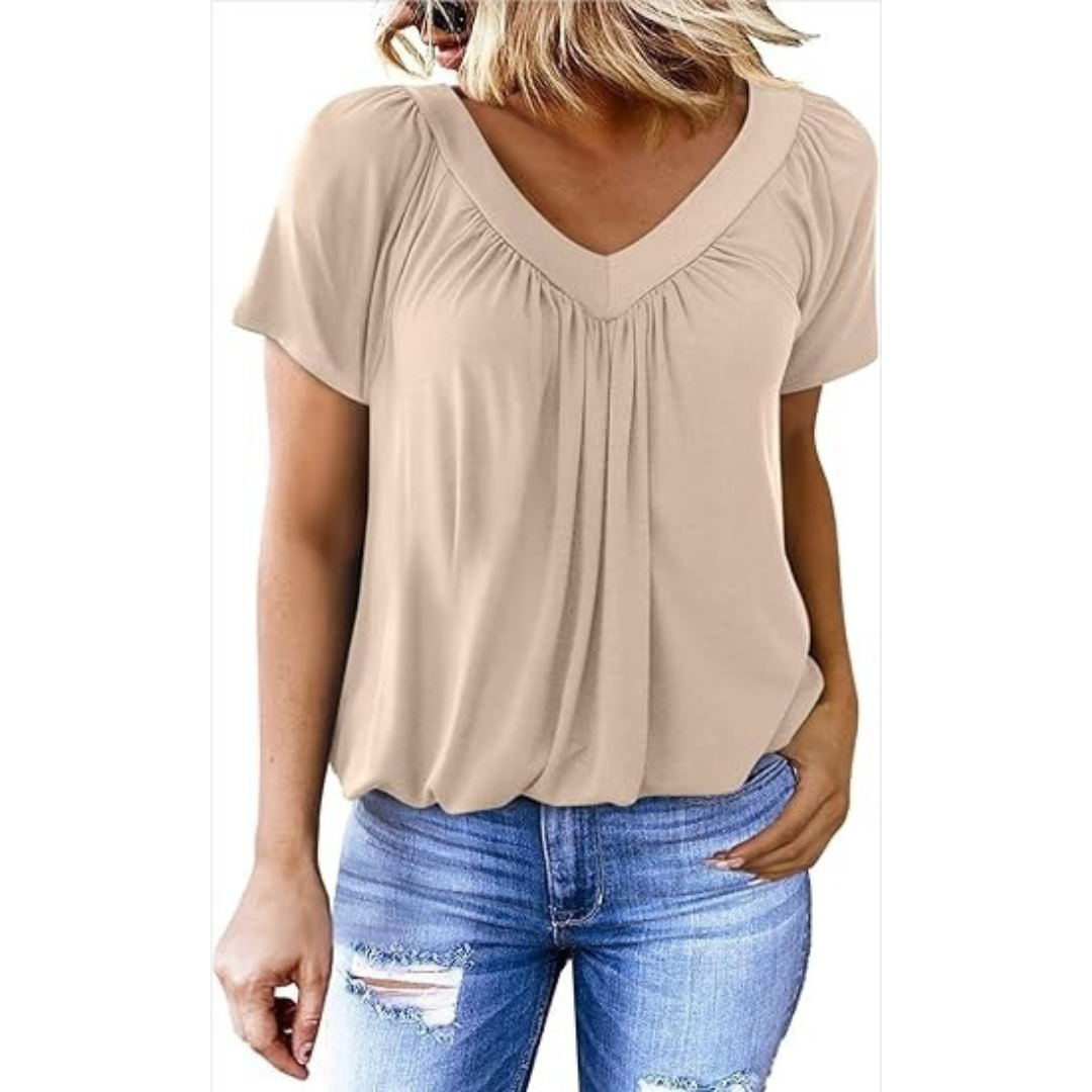 Zuri | Pleated V-Neck Top