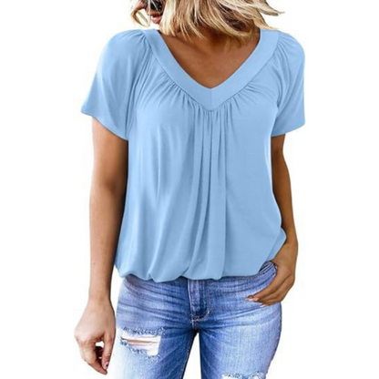 Zuri | Pleated V-Neck Top