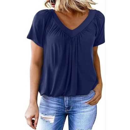 Zuri | Pleated V-Neck Top