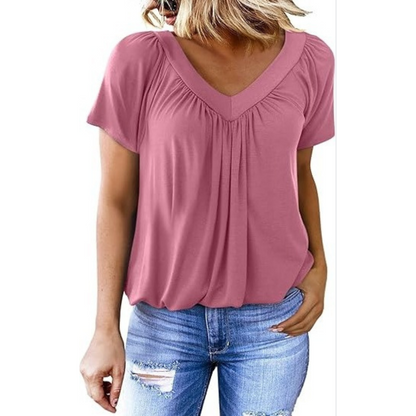 Zuri | Pleated V-Neck Top