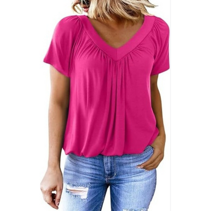 Zuri | Pleated V-Neck Top