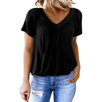 Zuri | Pleated V-Neck Top