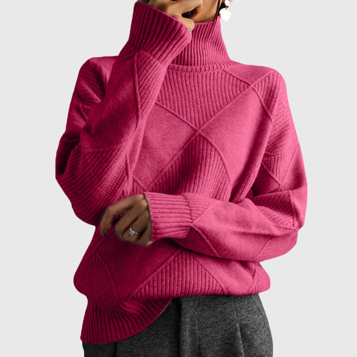 Verona | Geometric Turtleneck Sweater