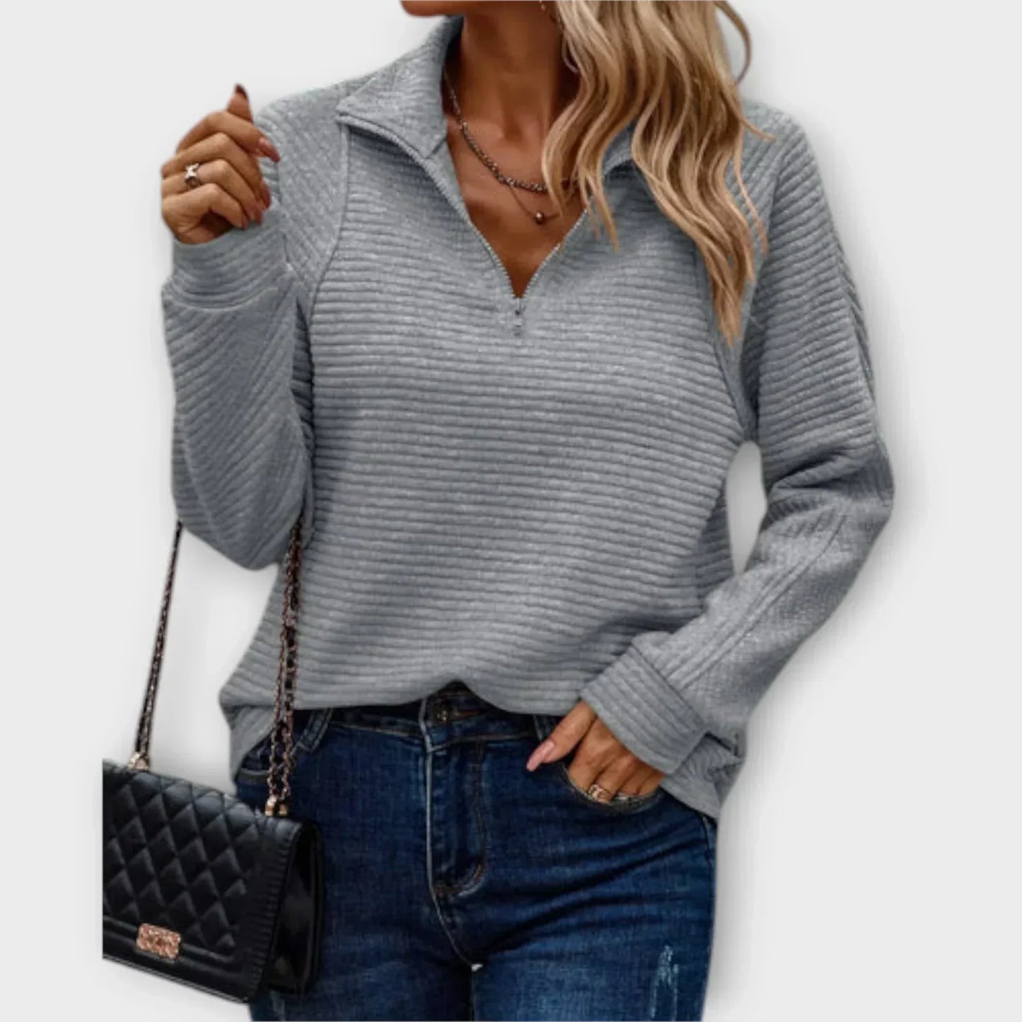 Ophelia | Sleek Stand Collar Half-Zip Pullover