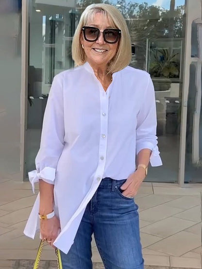 Venetia | Chic Tie-Sleeve Button Shirt