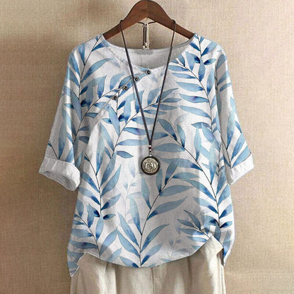 Cassia | Chic Leaf Print Blouse