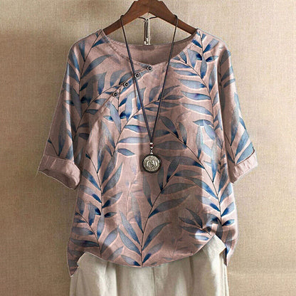 Cassia | Chic Leaf Print Blouse