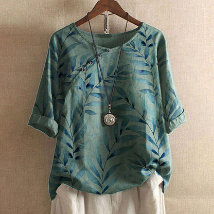 Cassia | Chic Leaf Print Blouse