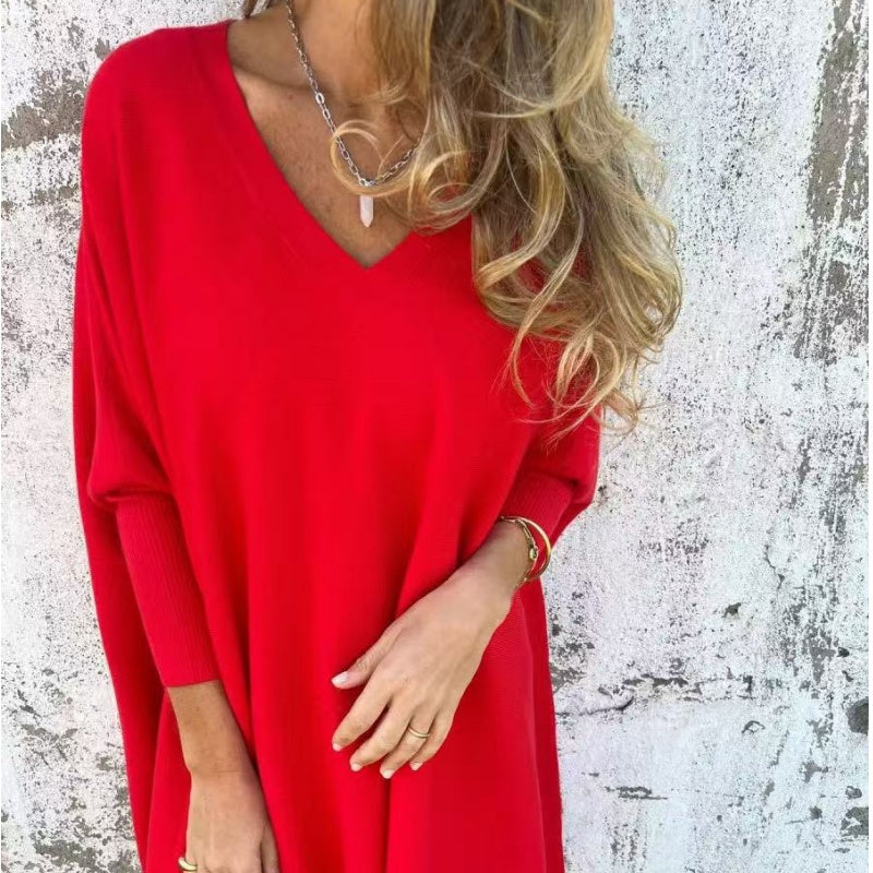 Lyndra | Cozy Loose Fit V-Neck Top
